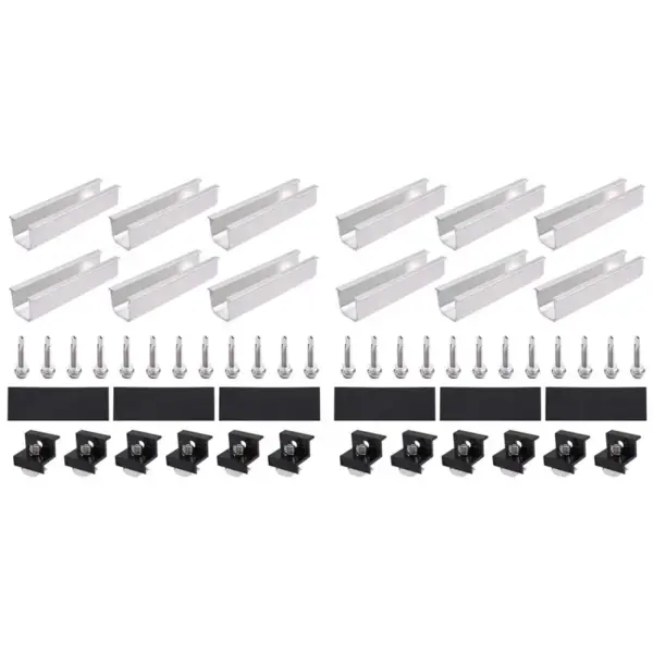 ABFA 24Pcs Solar Panel Bracket Aluminum PV Rail Fastening Module Trapezoidal Roof Mount Solar Rail End And And Middle Clamps
