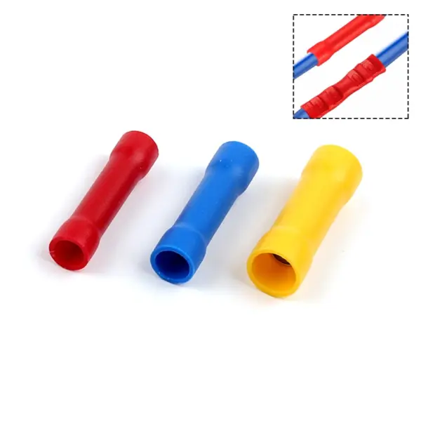 25PCS Insulated Crimp Terminals Electrical Wire Cable Butt Connectors Cold Press Crimping Terminal BV1.25 BV2.5 BV5.5
