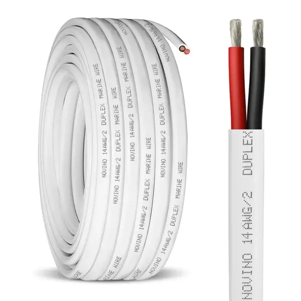 14 Gauge Marine Wire 30ft 14/2 Duplex, Tinned Copper Oxygen-Free Boat Electrical Cable for Boat Automotive RV Solar LED