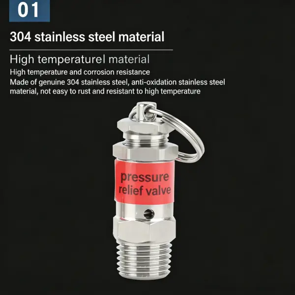 304 Stainless Steel Adjustable Exhaust Pressure Relief Valve Safety Pressure Relief Valve 2 Points Spring Type Air