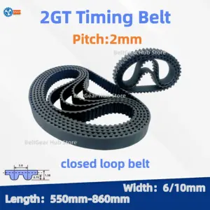 2GT Timing Belt Closed Loop Timing Belt Rubber GT2 Belt Width 6mm/10mm 3D Printers Parts 550 606 710 738 740 750 752 770-860mm