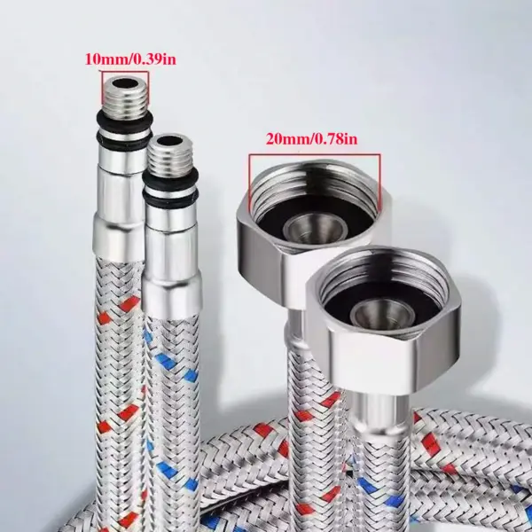 Stainless Steel Braided Faucet Supply Hoses 2pcs 1 2 Inch Connector 50 60 80cm Flexible Hot Cold Water Line Set