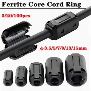10Pcs High - Performance Ferrite Core Ring Choke 3.5/5/7/9/13/15mm Noise Suppressor for HDMI and Audio Cables Ferrite Bead Clamp