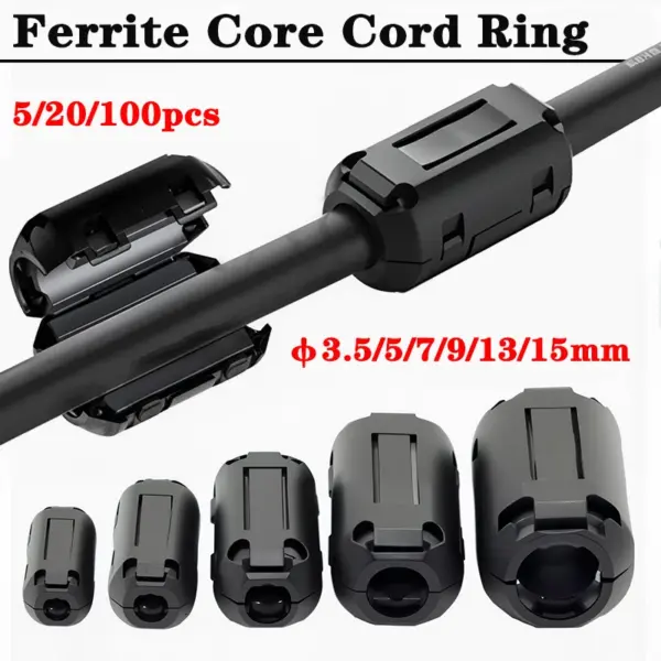 10Pcs High - Performance Ferrite Core Ring Choke 3.5/5/7/9/13/15mm Noise Suppressor for HDMI and Audio Cables Ferrite Bead Clamp