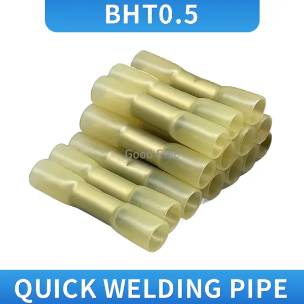 50PCSYellow BHT-0.5 Shrinkable Butt Waterproof Connector Splice Butt Heat Shrink Tube Joint and Connectors,20-22AWG 0.3-0.5MM²
