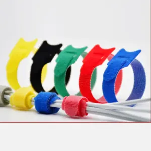 100pcs Velcro zip ties, self-adhesive cable ties for data cables, nylon colored Velcro zip ties