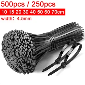 500/250pcs Self-locking Wire Zip Ties Set Kit 5*100 5*200 5*300 5*400 Nylon Cable Tie 4.5mm Adjustable Cables Fastening Loop