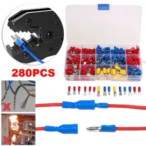 280Pcs Insulated Cable Connector Ring Lugs Rolled Terminals Assorted Kit Assorted Female Male Crimp Spade Terminals