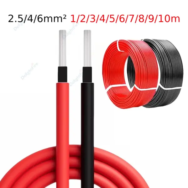 Solar PV Cable 2.5/4/6mm² TUV Tinned Copper Solar Panel Wire for Photovoltaic Solar System Outdoor Car RV Boat Marine Automotive