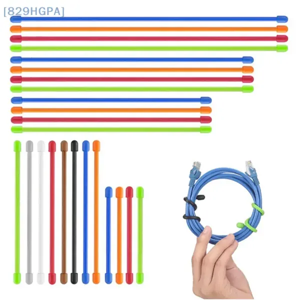 5PCS Silicone Zip Ties, Steel Core Silicone Twisted Ties, Reusable Rubber Twisted Ties, Cable Ties For Organizing