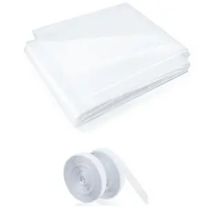 A21Q -Window Insulation Kit Cuttable Transparent Film With Adhesive Straps Winter Reusable Window Plastic For Winterizing