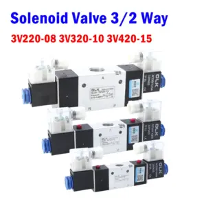 3V220-08 3V320-10 3V420-15 Pneumatic Air Solenoid Valve 3/2 Way  AC220V DC24V DC12V Normally Closed Electromagnetic Valves