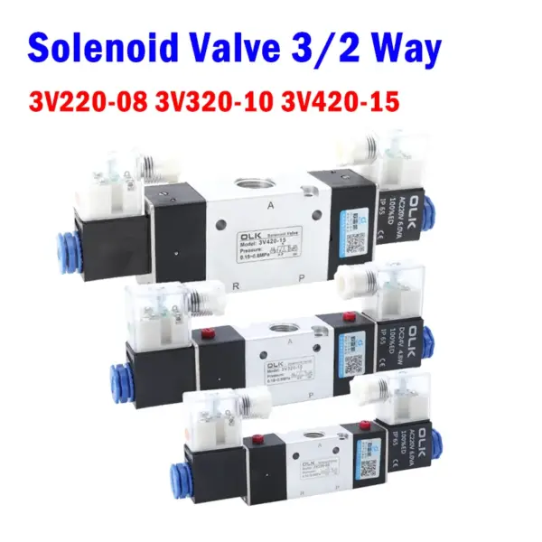 3V220-08 3V320-10 3V420-15 Pneumatic Air Solenoid Valve 3/2 Way  AC220V DC24V DC12V Normally Closed Electromagnetic Valves