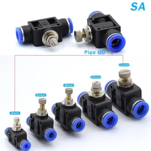 Air Flow Speed Control Valve Tube Water Hose Pneumatic Push In Fittings Throttle Valve SA 4-12mm