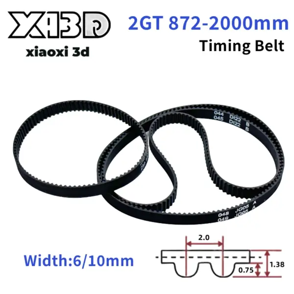 2GT Belt Width 6mm/10mm GT2 Timing Belt Perimeter 872mm~2000mm 3D Printer Belt Parts Closed Loop Rubber Timing Synchronous Belts