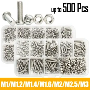 Hex Head Screw M1 M1.2 M1.4 M1.6 M2.5 M3 304 Stainless Steel Phillips Round Head Cross Hexagon Bolt Nut for Motherboard PCB Set