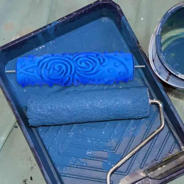DIY Rubber Patterned Paint Roller Plastic Handle Home Wall Decoration Texture Roller Paint Kit Refillable Home Wall Decoration