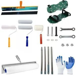 Professional Self-Leveling Cement Tool Kit - 20" Spiked Roller with Extension Pole for Self Leveling, 2 Paint Rollers, Spike Ro