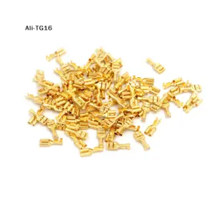 【TG6】100Pcs 2025 New 6.3mm Gold Brass Car Speaker Female Spade Terminal Wire Connector
