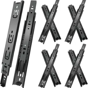 12 inch Drawer Slides 4 Pairs Full Extension Side Mount Cabinet Rails 100 lb Capacity Black