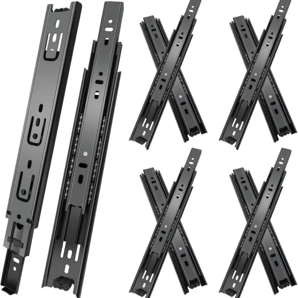 12 inch Drawer Slides 4 Pairs Full Extension Side Mount Cabinet Rails 100 lb Capacity Black