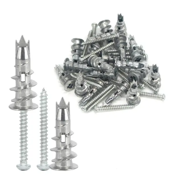 40/80/120Pcs Zinc Alloy Plasterboard Hollow Wall Anchor Set - Self-drilling Expansion Screws with Tapping Screws, Bagged