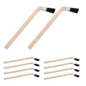10Pcs Angled Sash Paint Brush L Shaped Handle Long Wooden Handle Black Bristle Emulsion Wall Brush for Trim Baseboard Ceiling