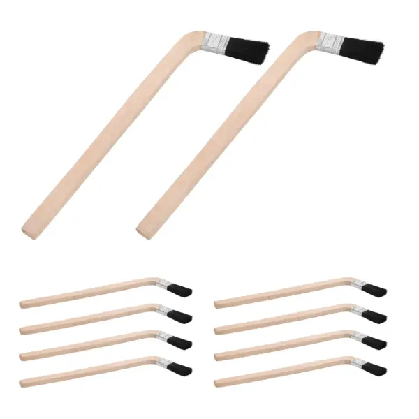 10Pcs Angled Sash Paint Brush L Shaped Handle Long Wooden Handle Black Bristle Emulsion Wall Brush for Trim Baseboard Ceiling