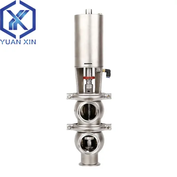 Tri clamp Two-position three-way pneumatic reversing valve Food grade sanitary stainless steel pneumatic stop valve steering LL