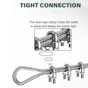 BHBD-Hanger 1/4 Inch M6 Wire Rope Cable Clamp Thimble Cable Clamp Kit For 1/4 Inch Wire Rope Cable Thimble Rigging,12 Set Durabl
