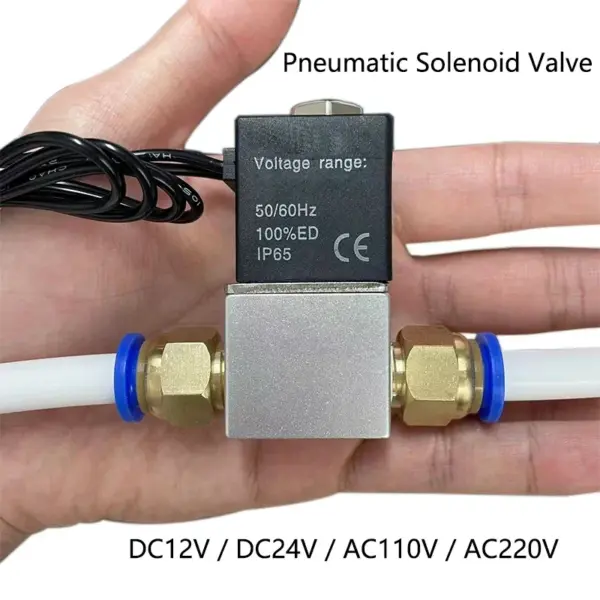 2V025 Pneumatic Solenoid Valve 2 Way Normally Closed DC12V DC24V AC110V AC220V 1/4" Female Port 1pcs Valve Opens with Energized
