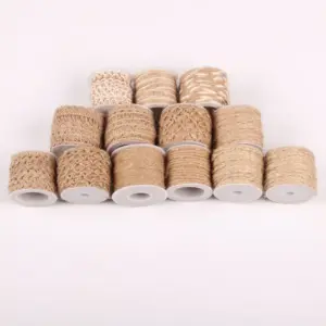 5M Natural Burlap Ribbon Roll Jute Twine Rope Hessian for Arts Crafts Wedding Party Decoration Gardening Applications