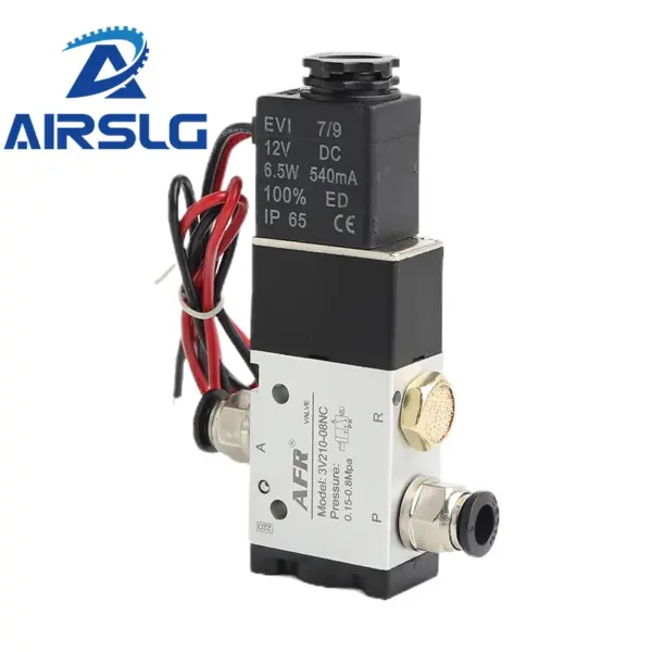 3V210-08NC Pneumatic Solenoid Valve, 2 Position 3 Way NC Air Valve For Single Acting Cylinder Control, DC24V AC220V Coil