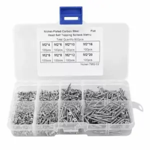800pcs Self Tapping Wood Screws Set M2 Phillips Flat Head Sheet Metal Screw Self Lock Nut Wood Thread Nail Screw Sets
