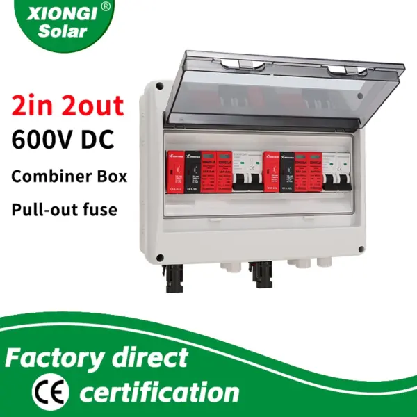 Solar photovoltaic DC Combiner Box With Lightning Protection 2 input 2out PV 600V Fuse MCB SPD Outdoor Waterproof Boxes IP65