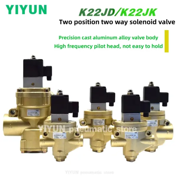 K22JD K22JK-8W,10W,15W,20W,25W,32W,40W,50W YIYUN pneumatic Two position two way solenoid valve，K22JD K22JK Series
