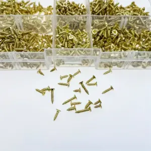 1200pcs Wood Screws M2 M2.5 Small Flat Head Phillips Screws Assortment Kit KA Brass Wood Self-Tapping Screws