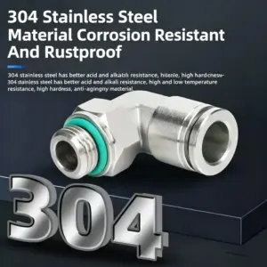 10Pcs 304 Stainless Steel PL-G  1/8 1/4 3/8 Threaded Elbow Right Angle L-Type Pneumatic Quick Push-In Fitting with Sealing Ring