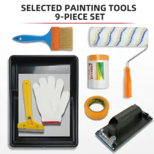 Paint Tray Set, Paint Rollers, Paint Brushes for Wall, Tray, Roller Brush, 10 Pieces Home Painting Supplies,Painting Tools