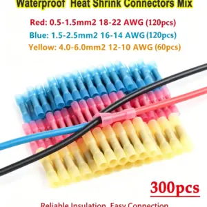 Waterproof Heat Shrink Butt Connectors 200/100/50Pcs, AWG 16-14 Electrical Wire Splice Sleeve Crimp Terminals