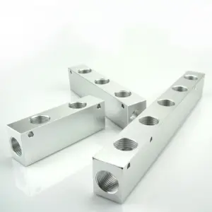 1/2" BSP Female Thread 27x36mm 2-10 Ways 4-12 Ports Solid Aluminum Pneumatic Manifold Air Distribution Block Splitter