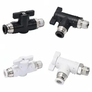 Handle Ball Valve Air Pneumatic Fitting Push In To Connect 4 6 8 10 12 14 16mm Tube 1/8" 1/4" 3/8" 1/2" BSP Male Straight Elbow