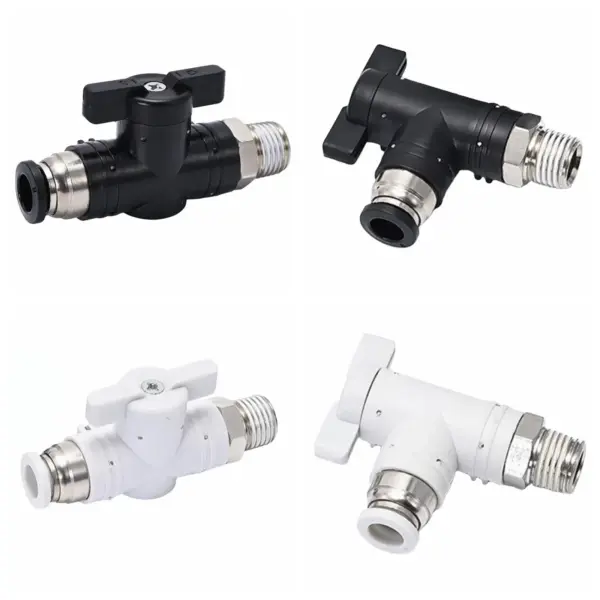 Handle Ball Valve Air Pneumatic Fitting Push In To Connect 4 6 8 10 12 14 16mm Tube 1/8" 1/4" 3/8" 1/2" BSP Male Straight Elbow