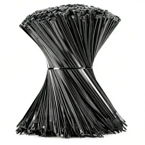 AB34-1200Pcs Black Cable Zip Ties 12 Inch, Heavy Duty Plastic Nylon Tie Wraps With 50Lb Tensile Strength For Indoor & Outdoor