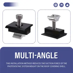 AT19-Solar Panel Aluminum Mounting Brackets - 12 Piece Set With End And Middle Clamps For Trapezoidal Roof PV Rails