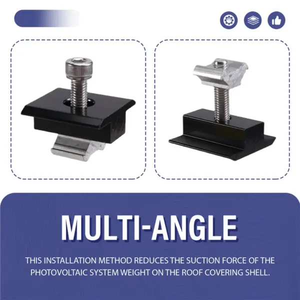 AT19-Solar Panel Aluminum Mounting Brackets - 12 Piece Set With End And Middle Clamps For Trapezoidal Roof PV Rails