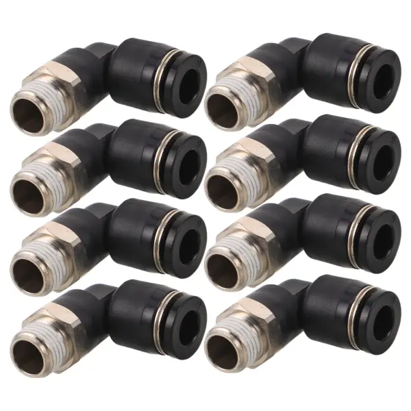 8pcs Pneumatic Quick Connectors Metal Elbow Airline Fittings Quick Release Air Hose Connectors Push To Connect Fittings