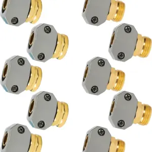Garden Hose Repair Kit, 5 Sets Aluminum Connectors with Zinc Clamps, Male & Female, Fits 3/4" & 5/8" Hoses