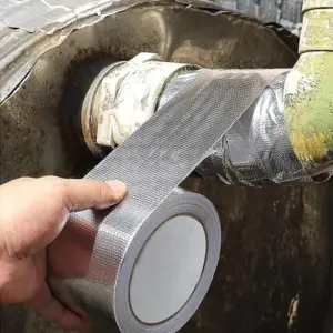 10Meters Fiberglass Aluminum Foil Tape HVAC Heat Resistant Tape Heat Shield Thermal Barrier Adhesive Backed Heat Reflective 2030