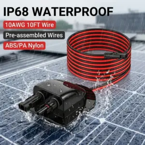 Solar Cable Entry Gland With 10AWG 10FT Wires IP68 Waterproof ABS Double Wire Pass Through For RV Boat Solar Panel System Kit